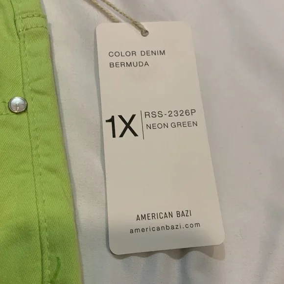 NWT Neon Green Distressed Shorts 1X - Picture 3 of 9